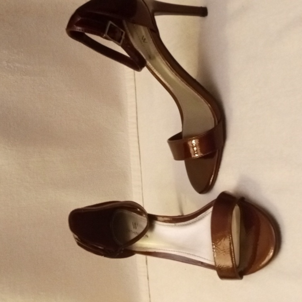 Worthington Open Toe Stiletto Sandal 3.5" Heels Bristol Pastel Patent Leather